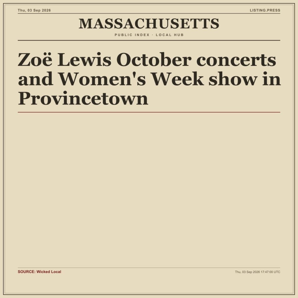 Zoë Lewis October concerts and Women’s Week show in Provincetown