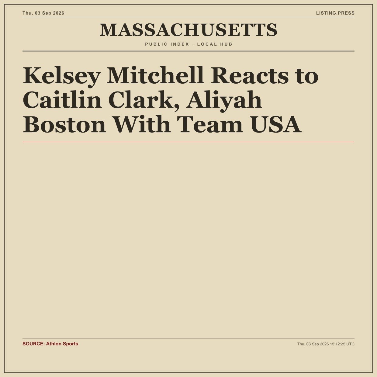 Kelsey Mitchell Reacts to Caitlin Clark, Aliyah Boston With Team USA