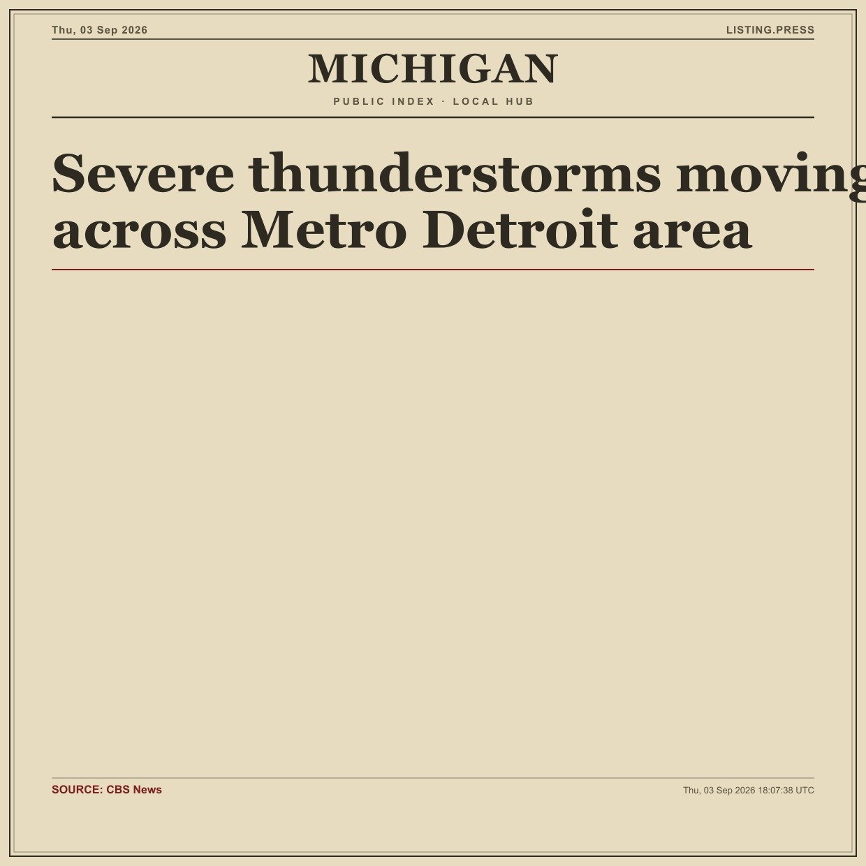 Severe thunderstorms moving across Metro Detroit area