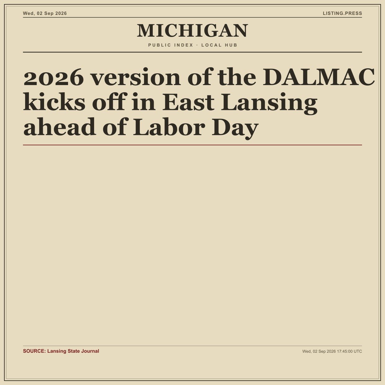 2026 version of the DALMAC kicks off in East Lansing ahead of Labor Day