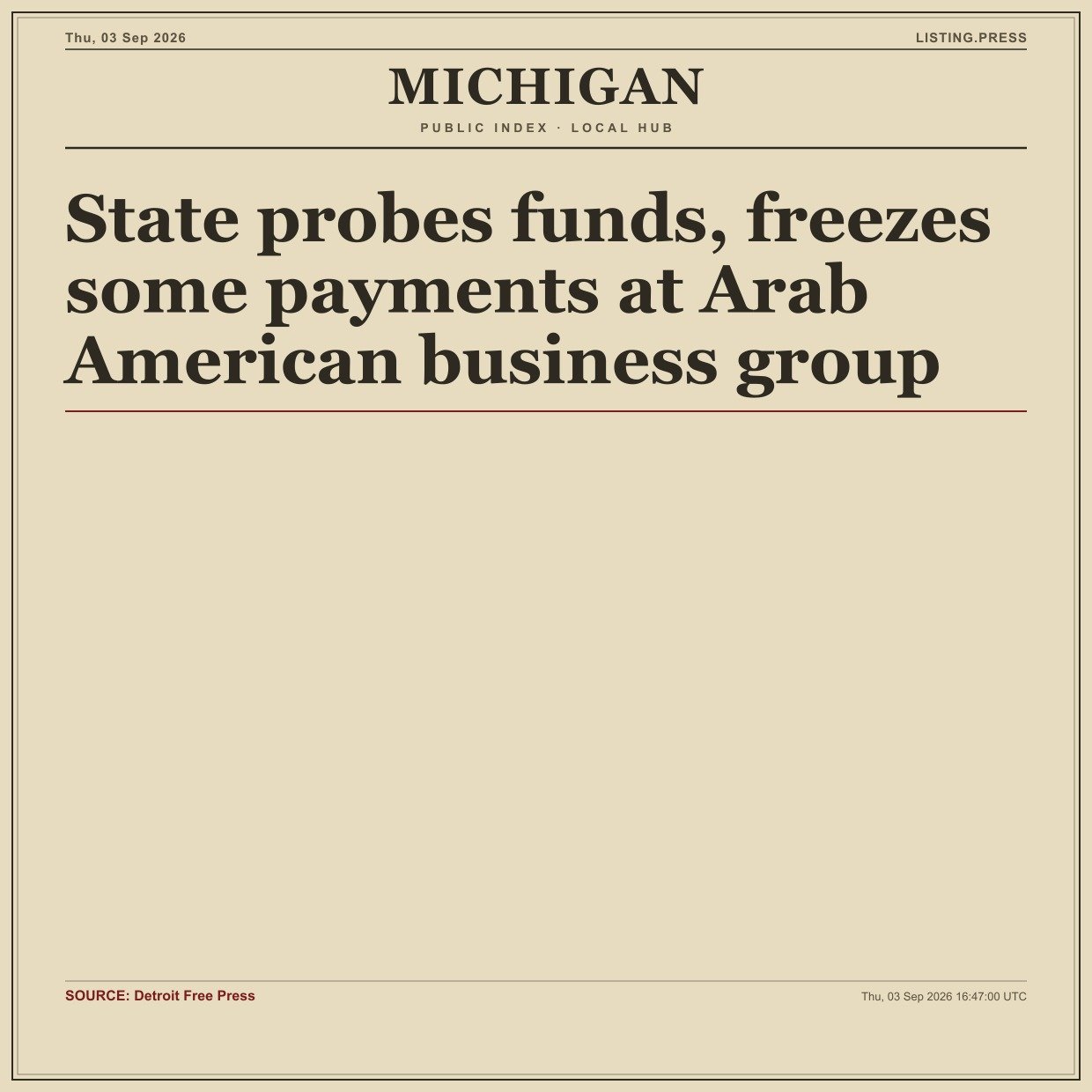 State probes funds, freezes some payments at Arab American business group