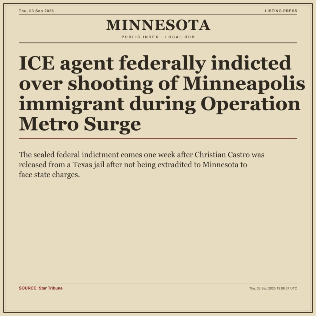 ICE agent federally indicted over shooting of Minneapolis immigrant during Operation Metro Surge