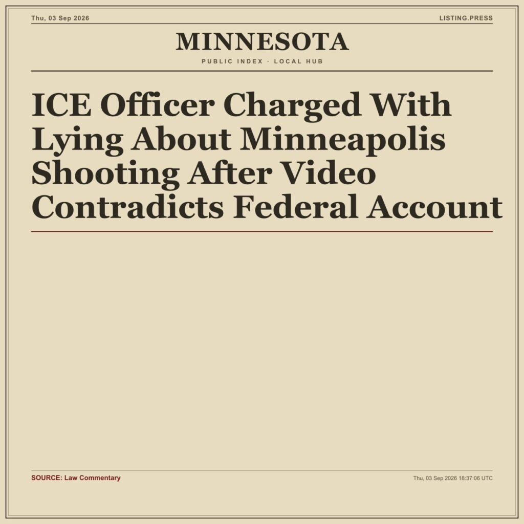 ICE Officer Charged With Lying About Minneapolis Shooting After Video Contradicts Federal Account