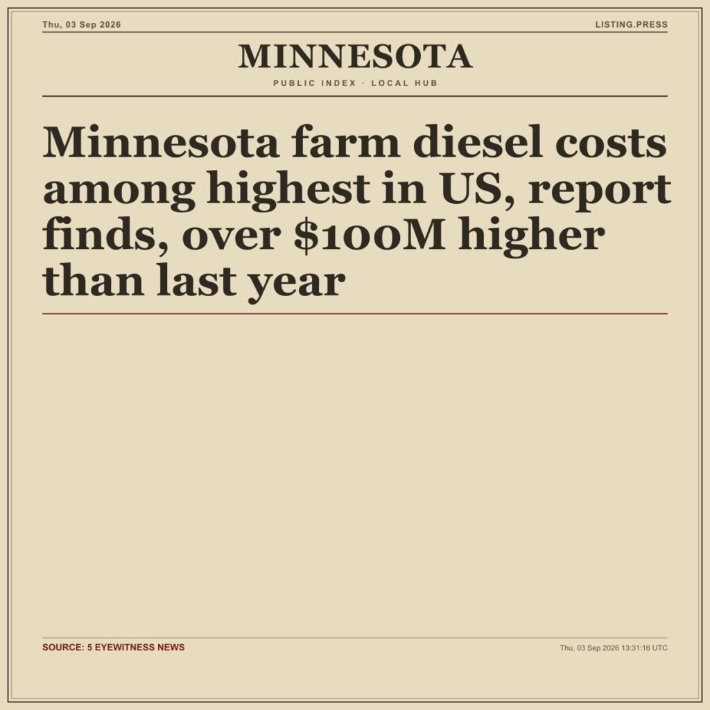 Minnesota farm diesel costs among highest in US, report finds, over $100M higher than last year