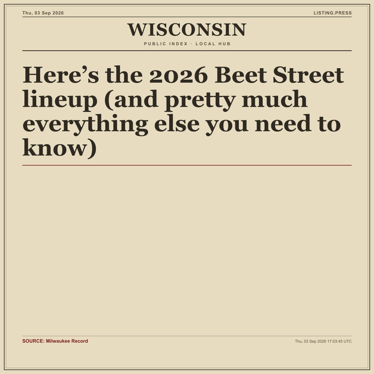 Here’s the 2026 Beet Street lineup (and pretty much everything else you need to know)