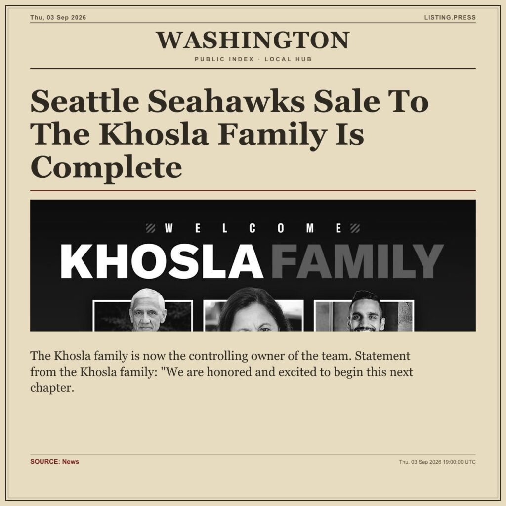 Seattle Seahawks Sale To The Khosla Family Is Complete