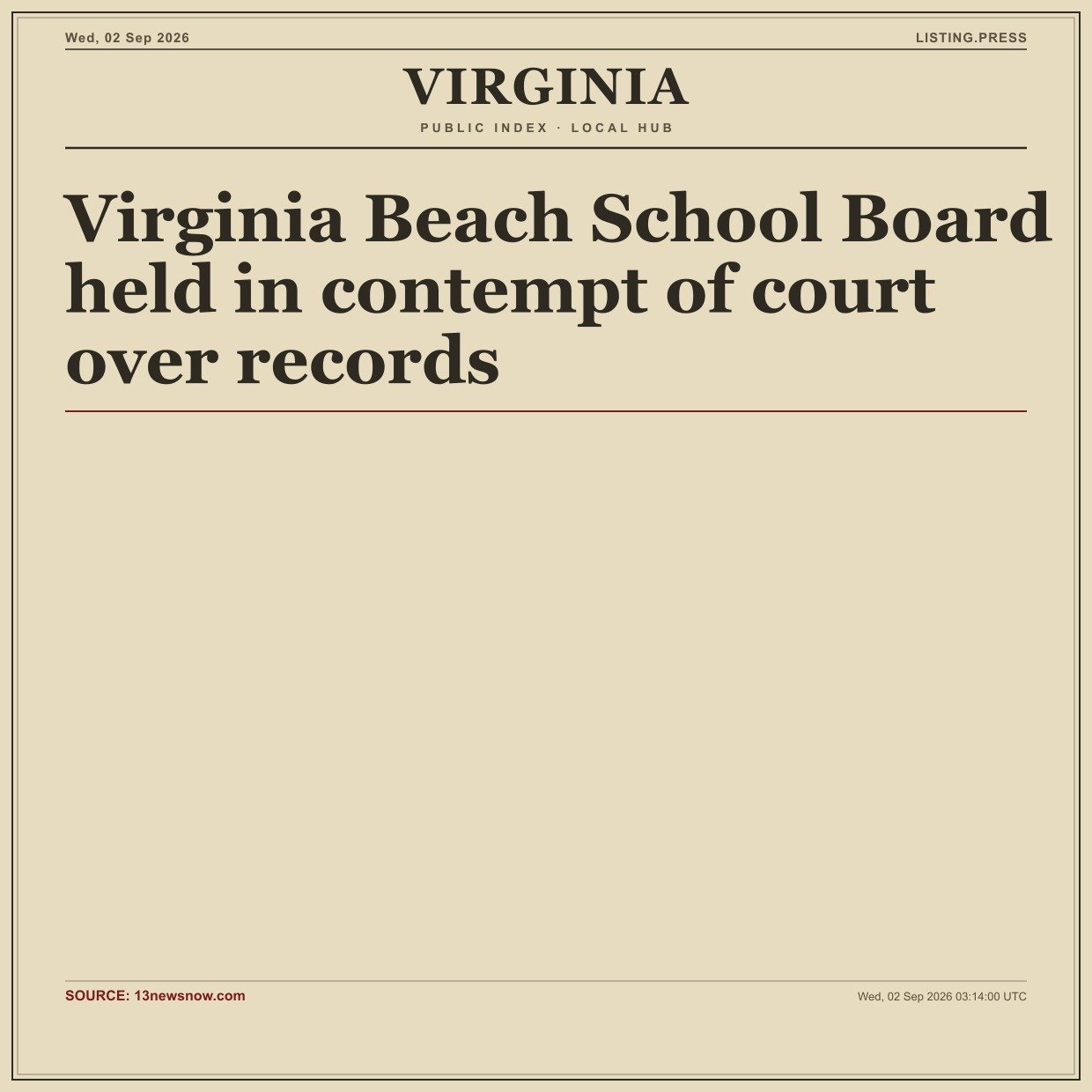 Virginia Beach School Board held in contempt of court over records