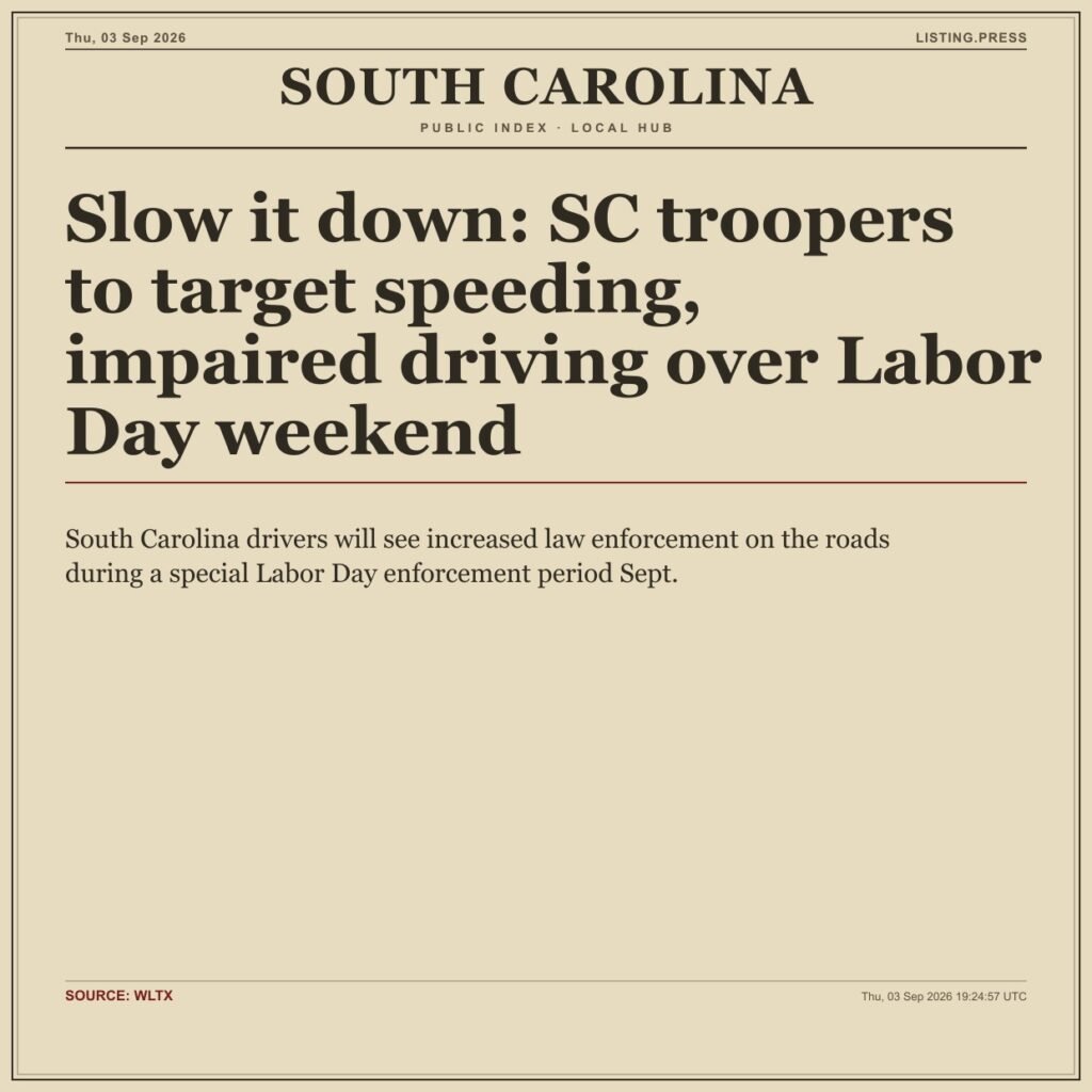 Slow it down: SC troopers to target speeding, impaired driving over Labor Day weekend