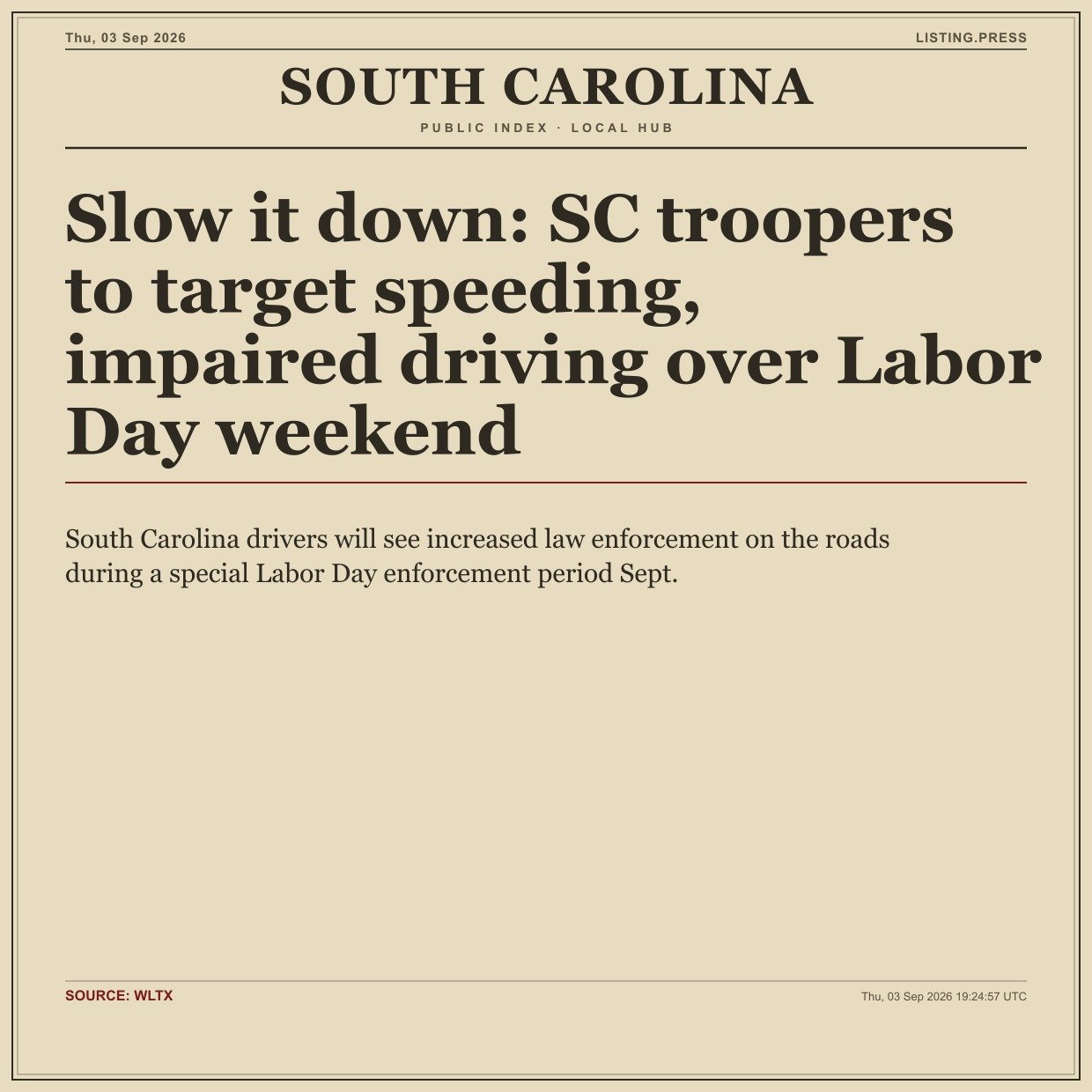 Slow it down: SC troopers to target speeding, impaired driving over Labor Day weekend