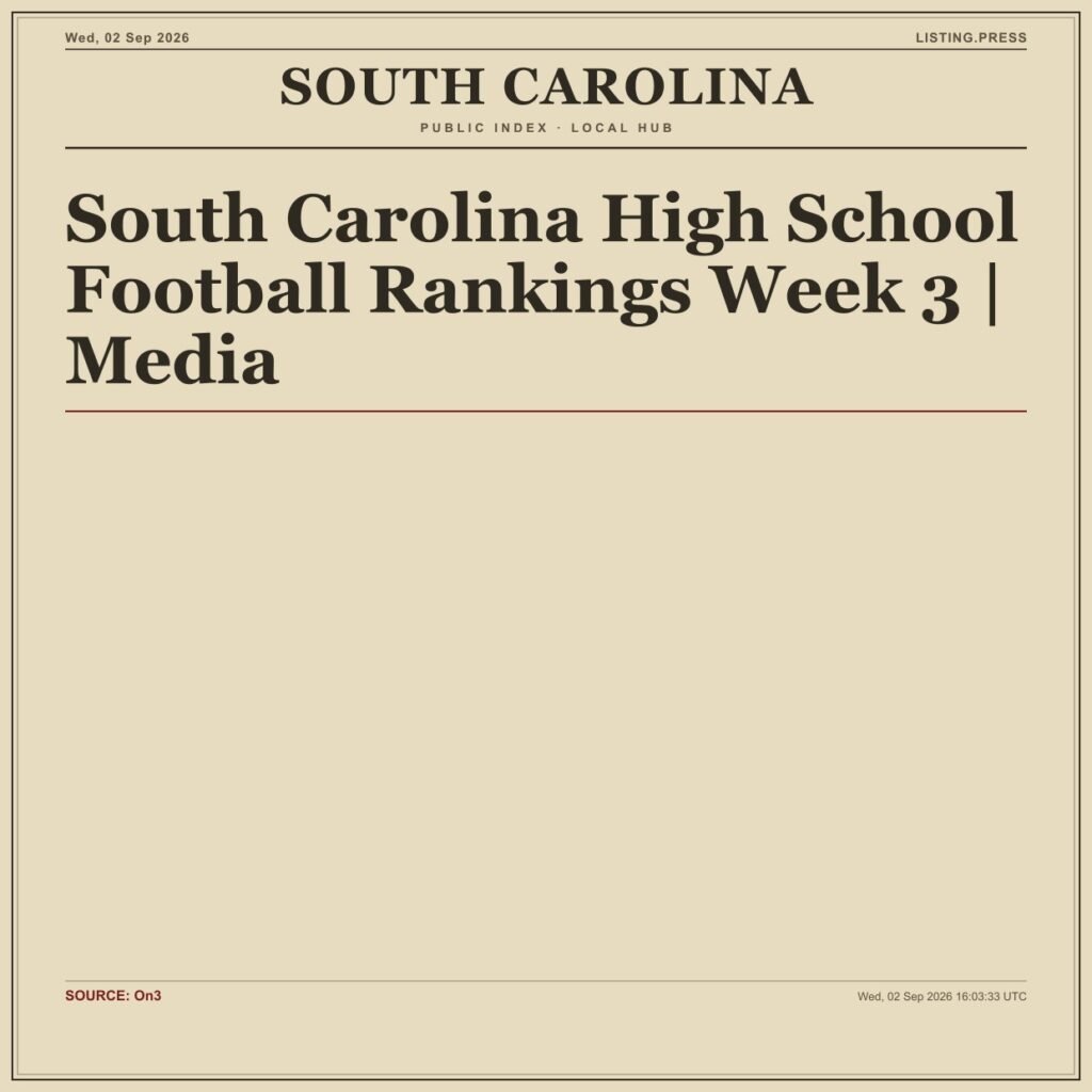 South Carolina High School Football Rankings Week 3 | Media