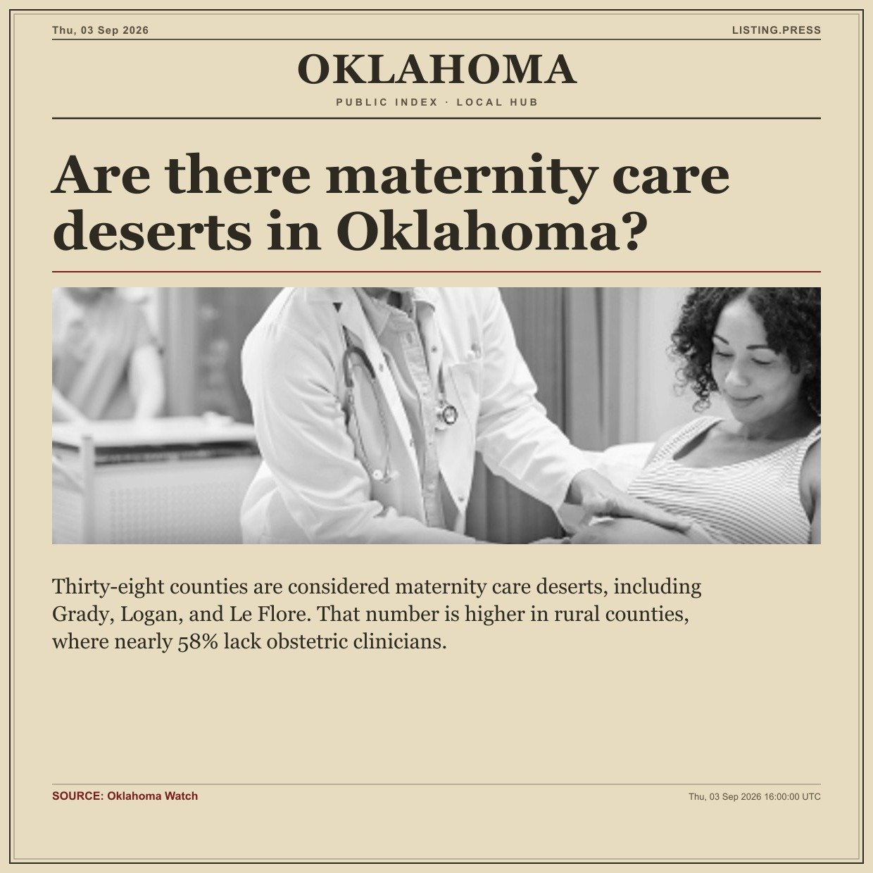 Are there maternity care deserts in Oklahoma?