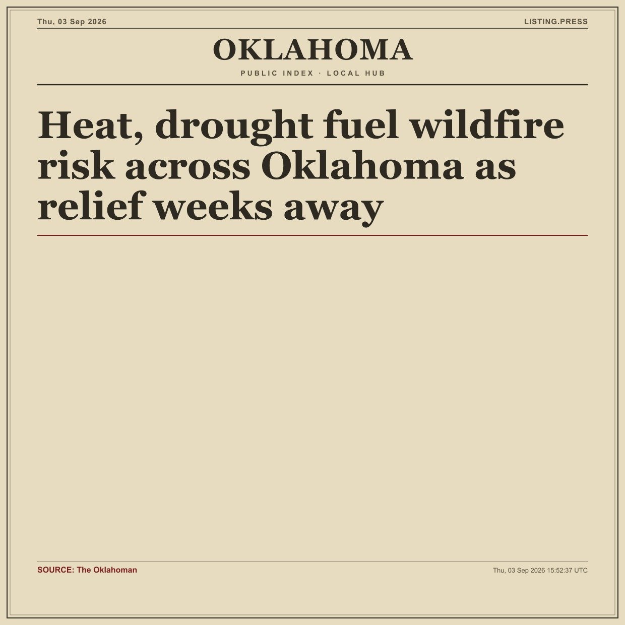 Heat, drought fuel wildfire risk across Oklahoma as relief weeks away