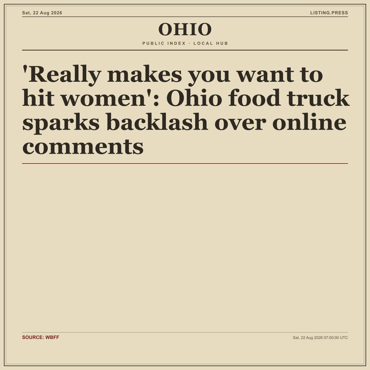 'Really makes you want to hit women': Ohio food truck sparks backlash over online comments