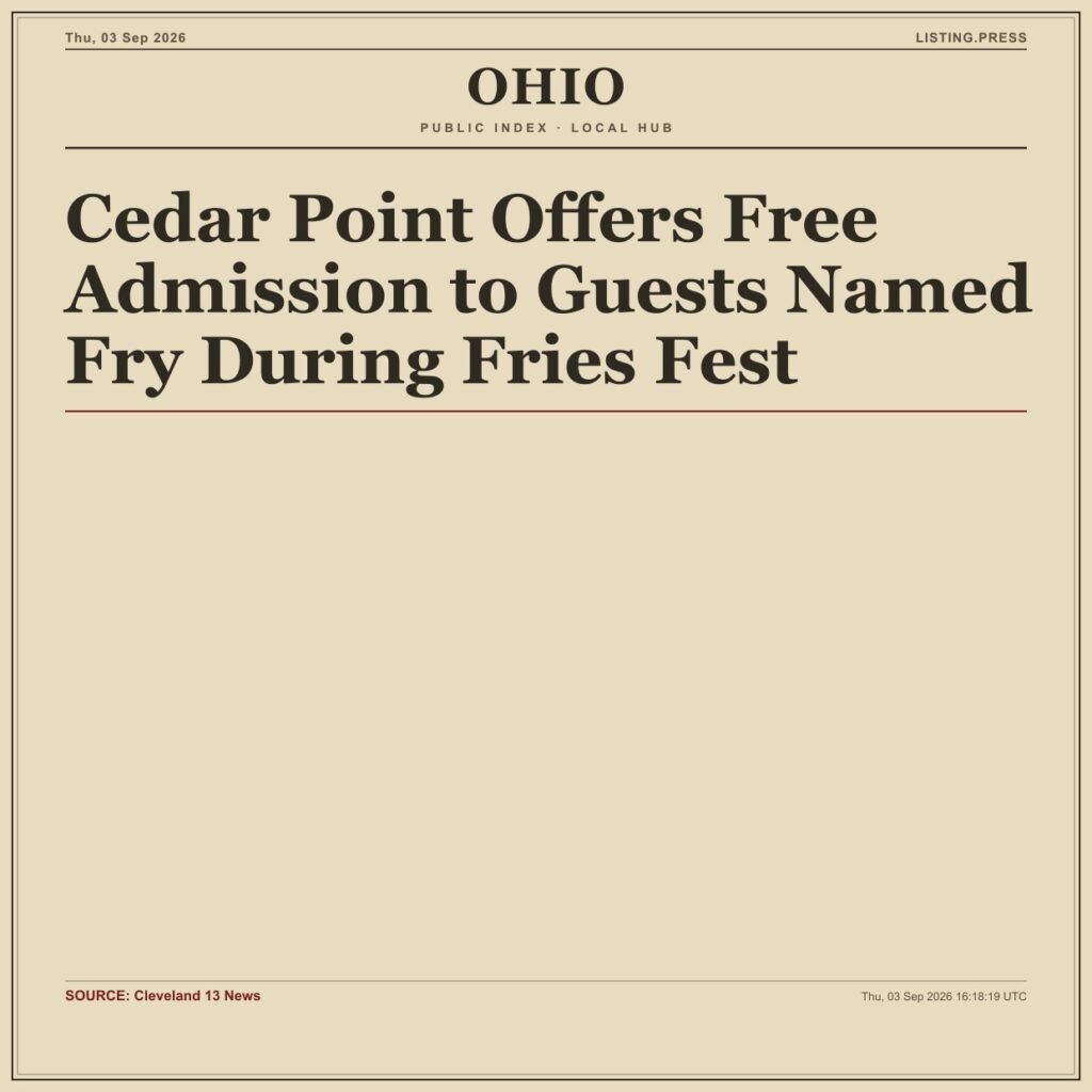 Cedar Point Offers Free Admission to Guests Named Fry During Fries Fest