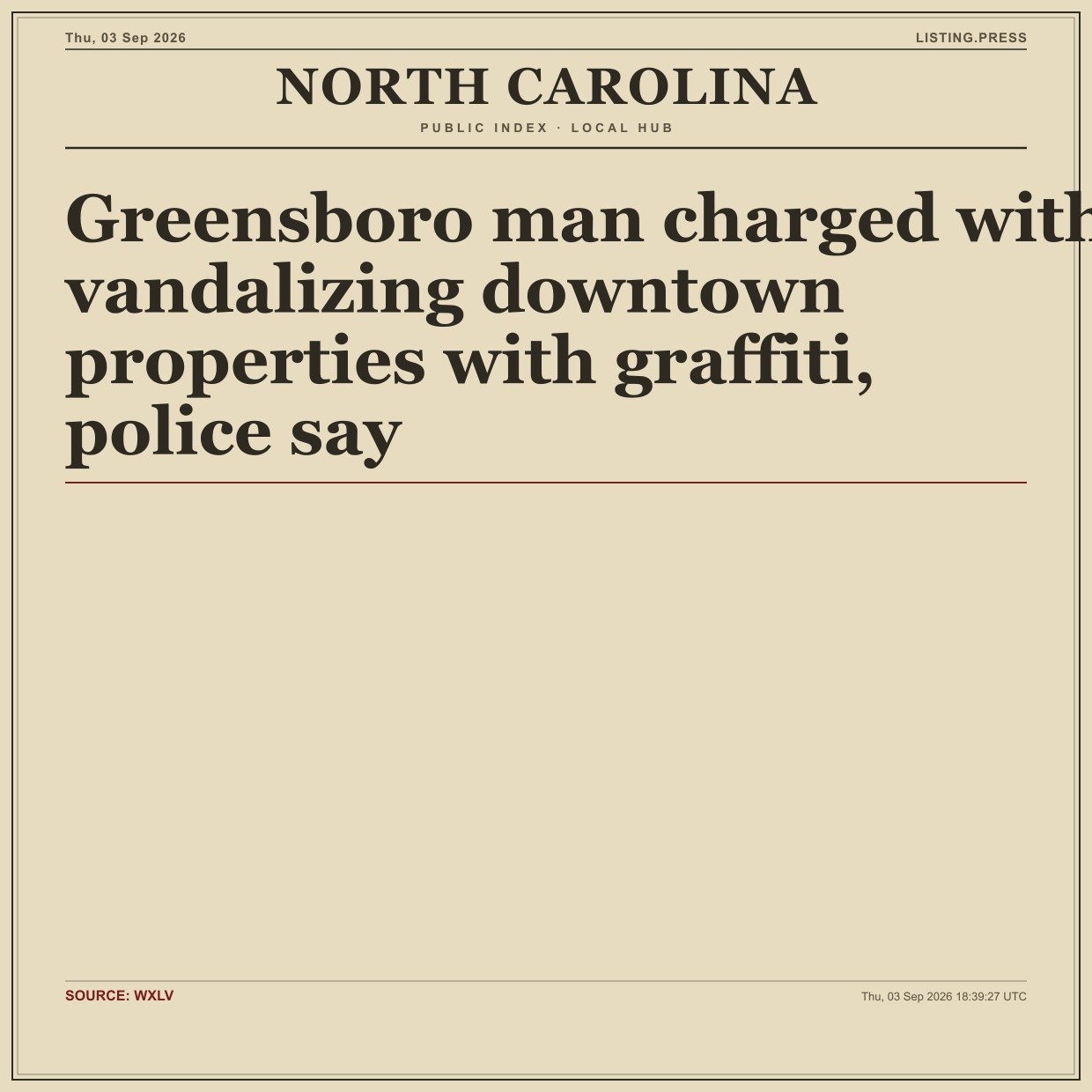 Greensboro man charged with vandalizing downtown properties with graffiti, police say