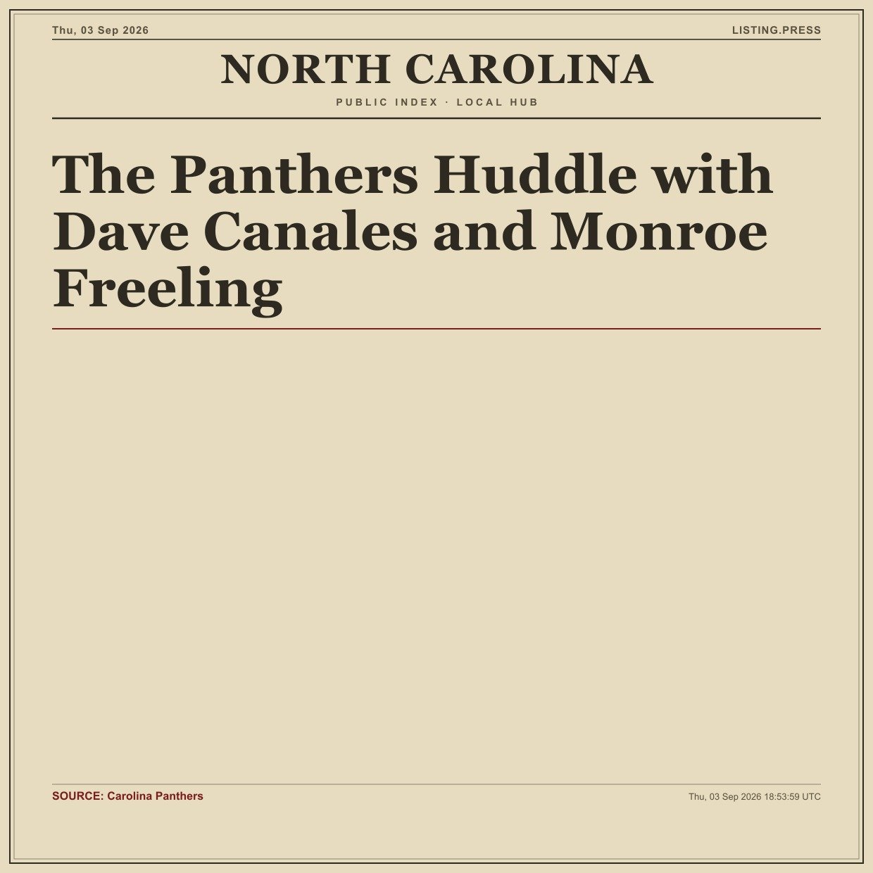 The Panthers Huddle with Dave Canales and Monroe Freeling