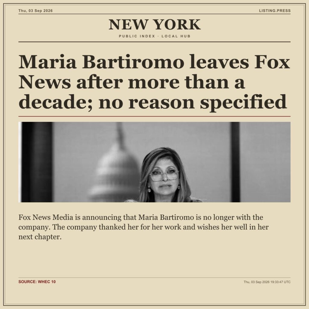 Maria Bartiromo leaves Fox News after more than a decade; no reason specified