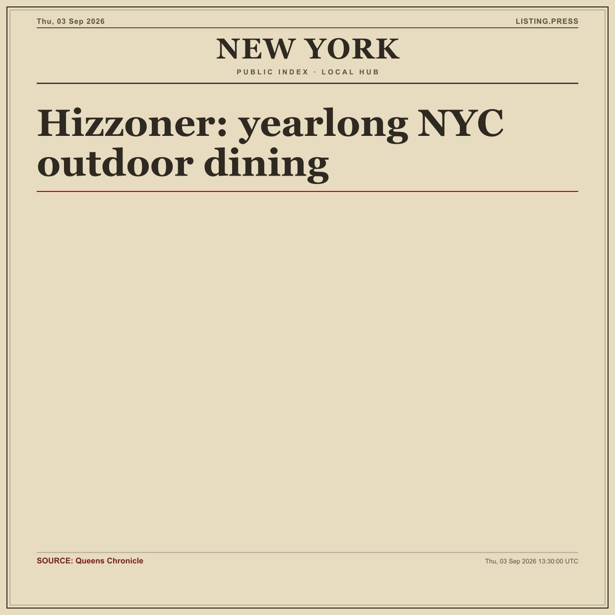 Hizzoner: yearlong NYC outdoor dining
