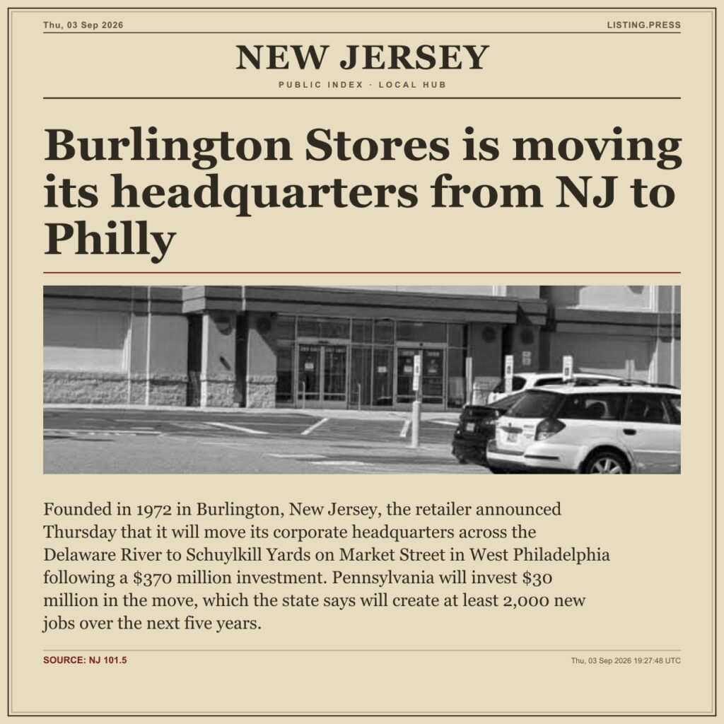 Burlington Stores is moving its headquarters from NJ to Philly