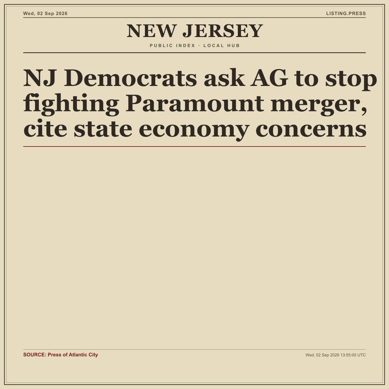 NJ Democrats ask AG to stop fighting Paramount merger, cite state economy concerns