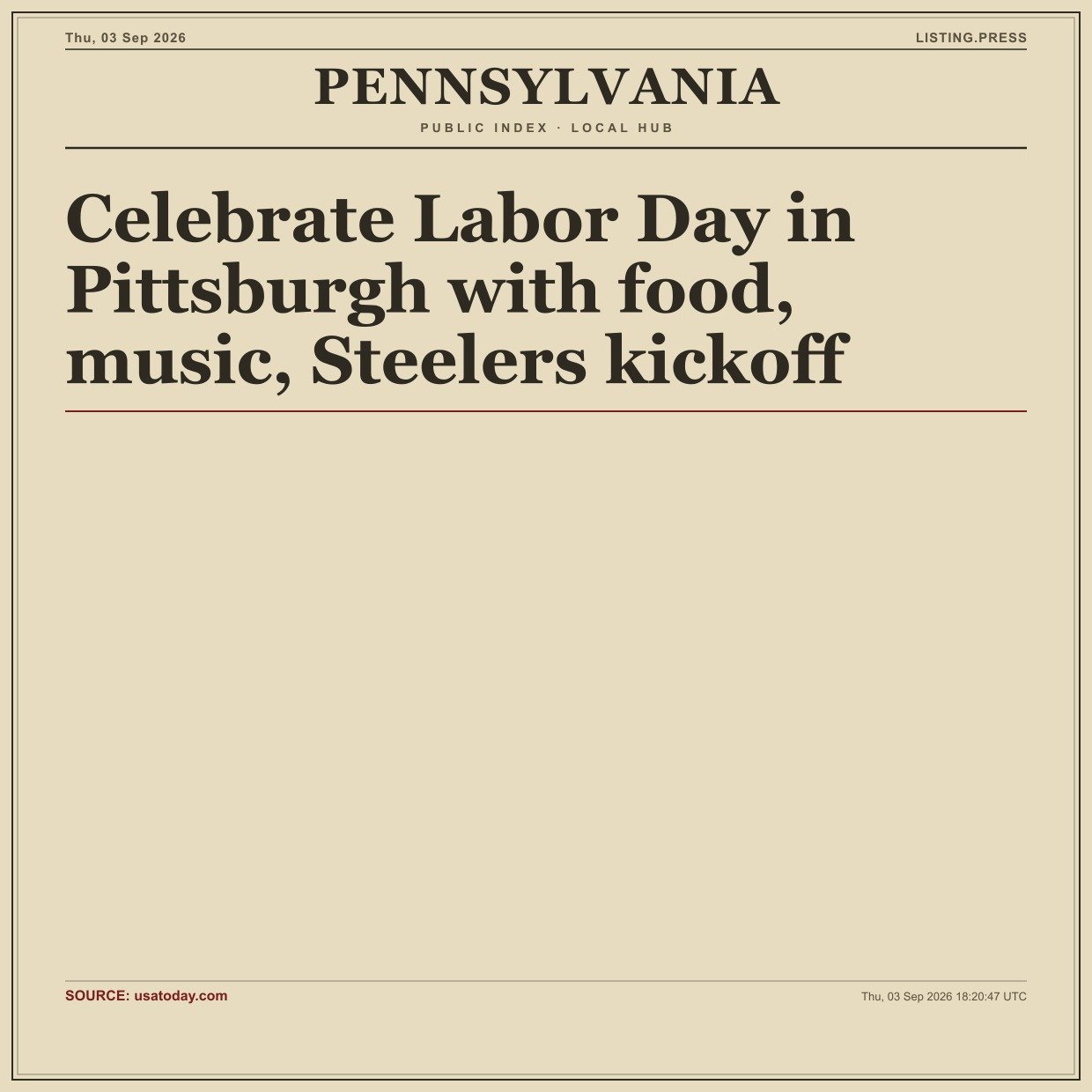 Celebrate Labor Day in Pittsburgh with food, music, Steelers kickoff