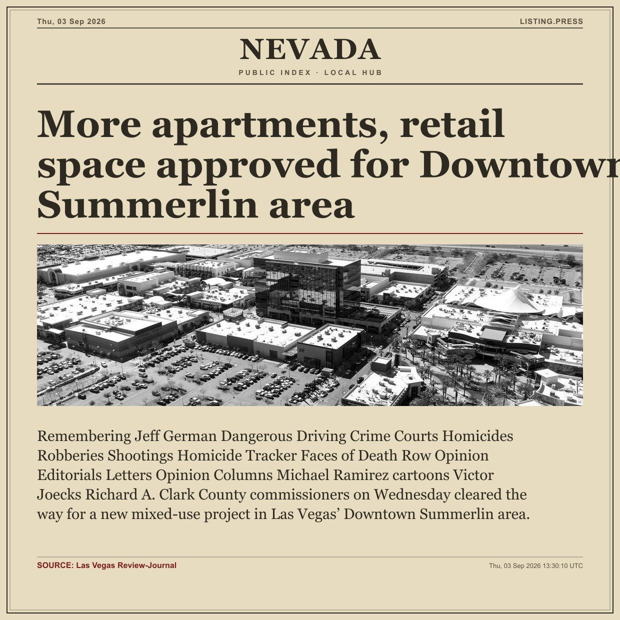 More apartments, retail space approved for Downtown Summerlin area