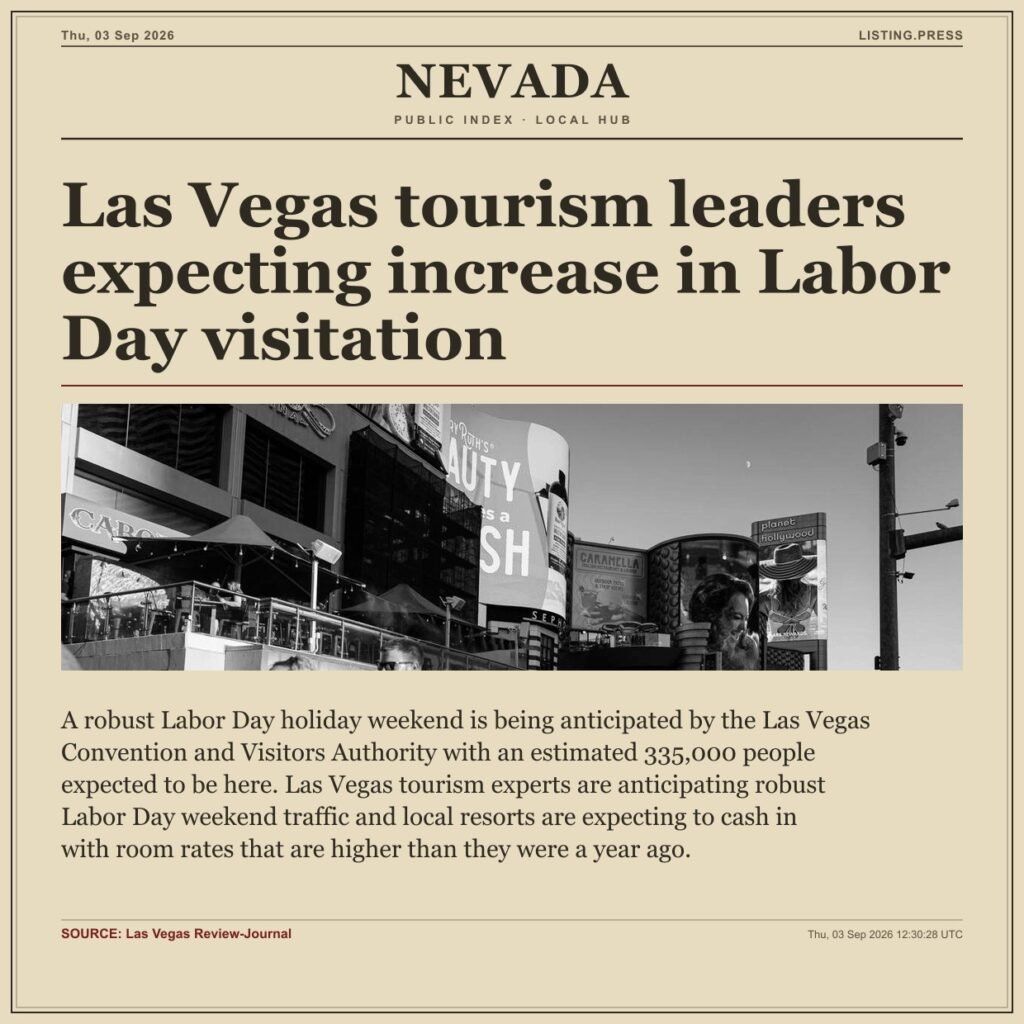 Las Vegas tourism leaders expecting increase in Labor Day visitation