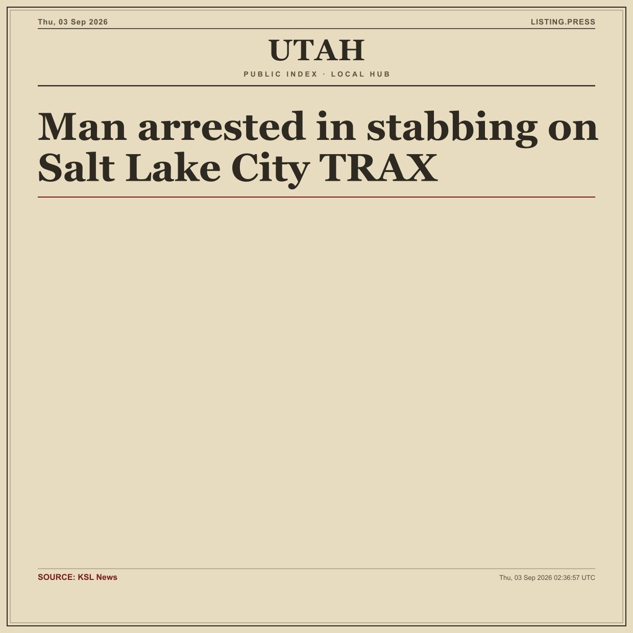 Man arrested in stabbing on Salt Lake City TRAX