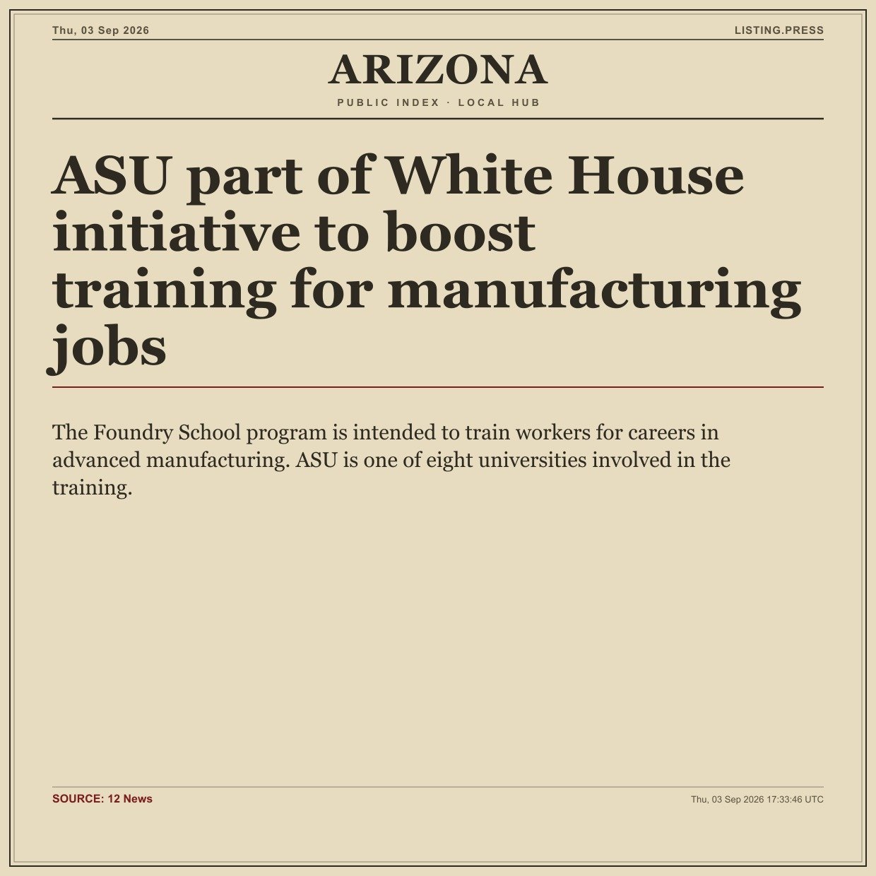 ASU part of White House initiative to boost training for manufacturing jobs
