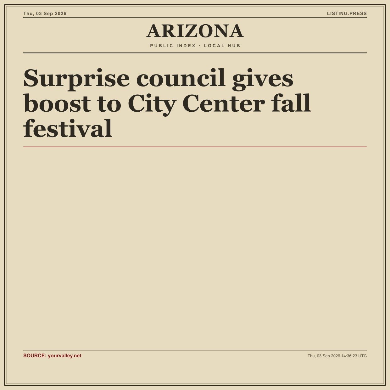 Surprise council gives boost to City Center fall festival