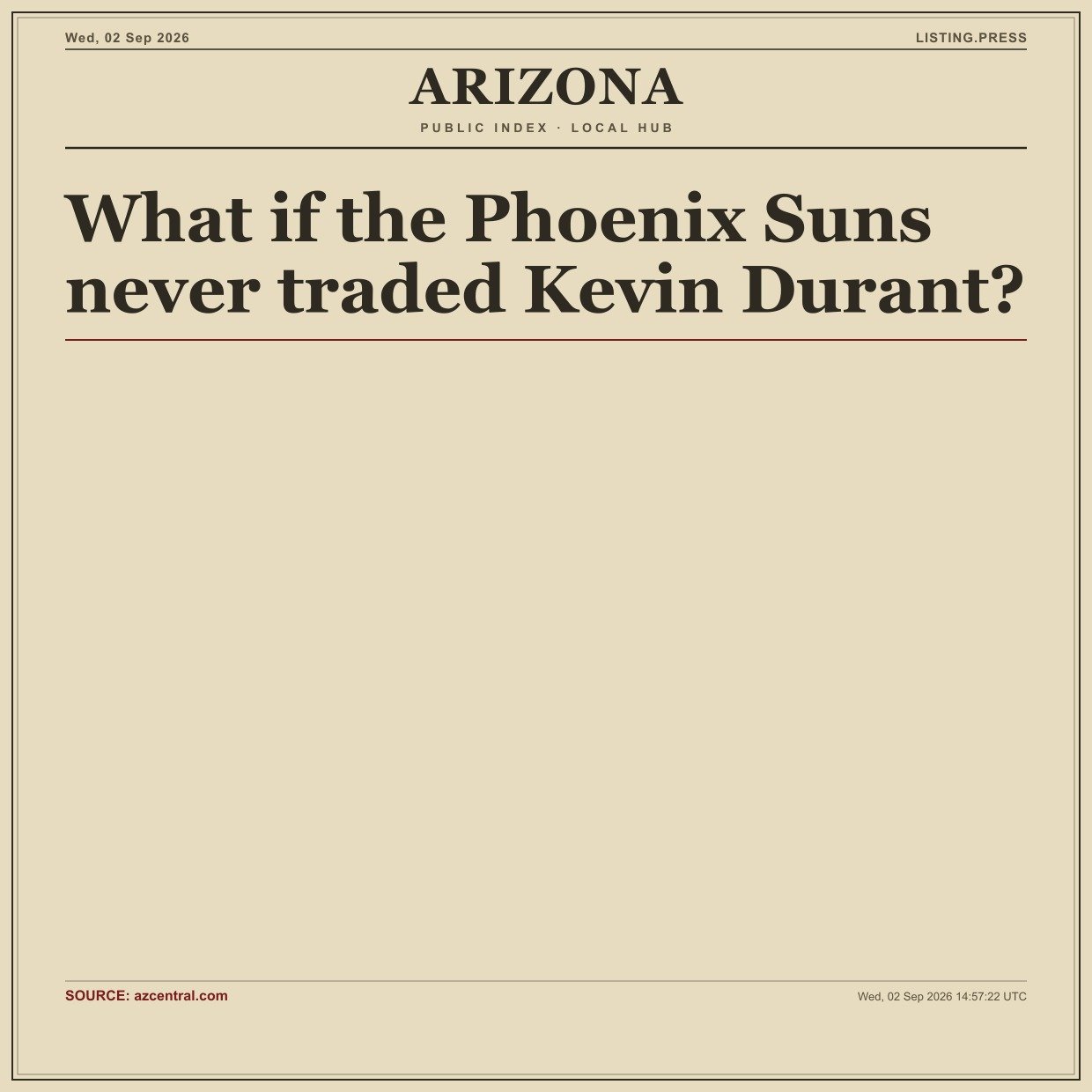 What if the Phoenix Suns never traded Kevin Durant?