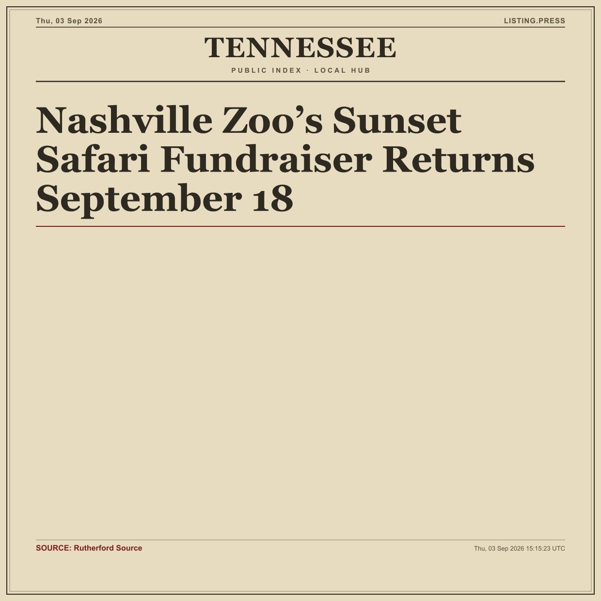 Nashville Zoo’s Sunset Safari Fundraiser Returns September 18