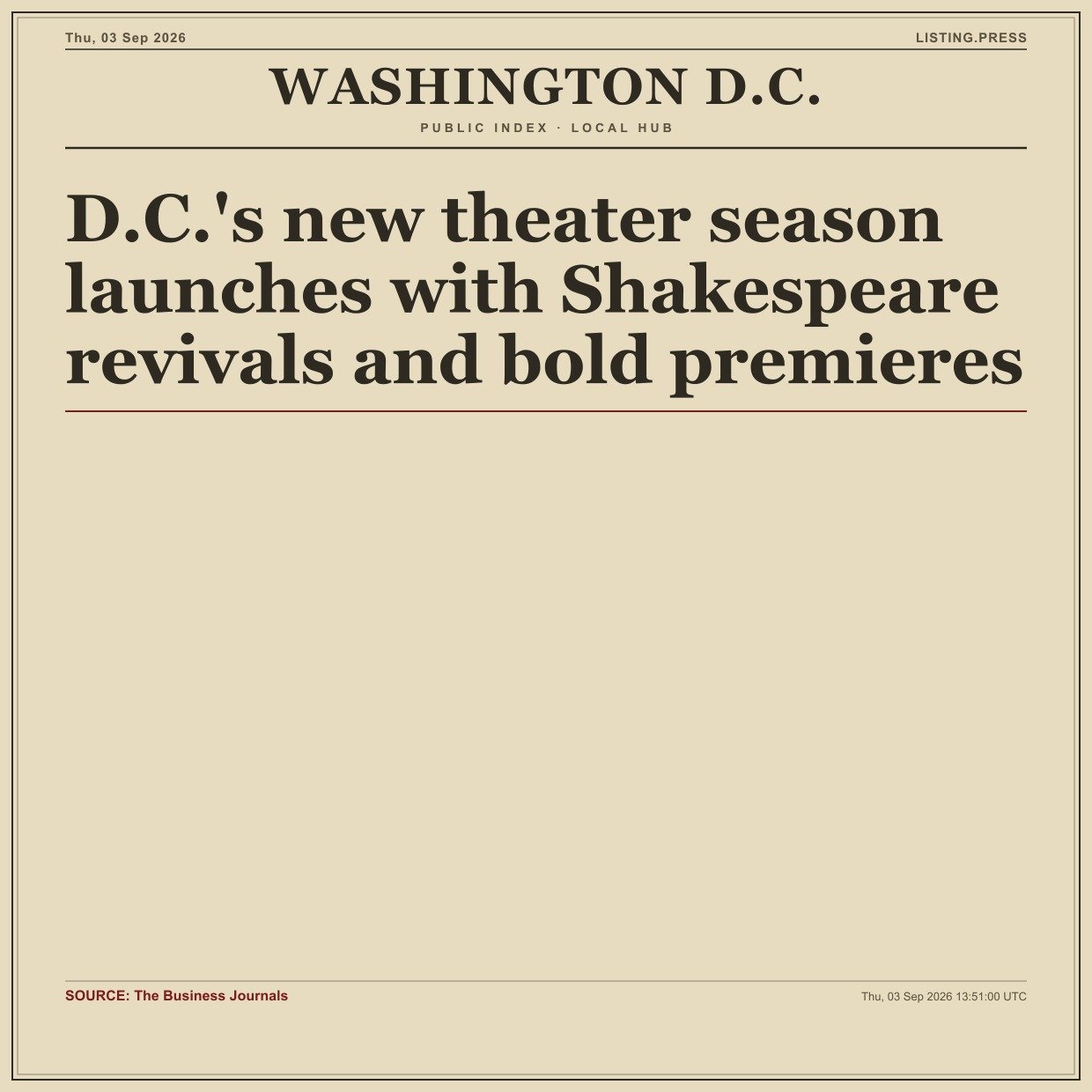 D.C.'s new theater season launches with Shakespeare revivals and bold premieres