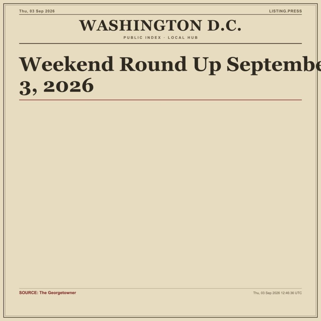 Weekend Round Up September 3, 2026