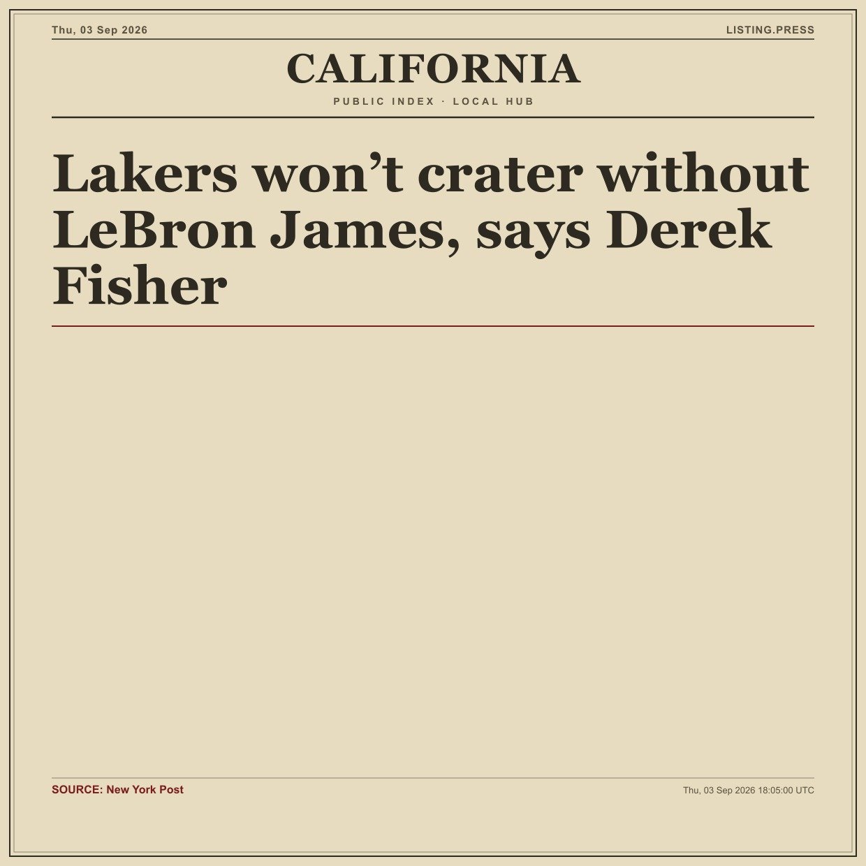 Lakers won’t crater without LeBron James, says Derek Fisher