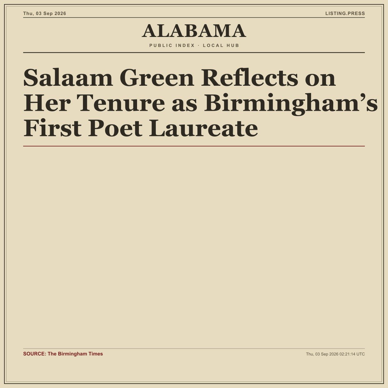 Salaam Green Reflects on Her Tenure as Birmingham’s First Poet Laureate