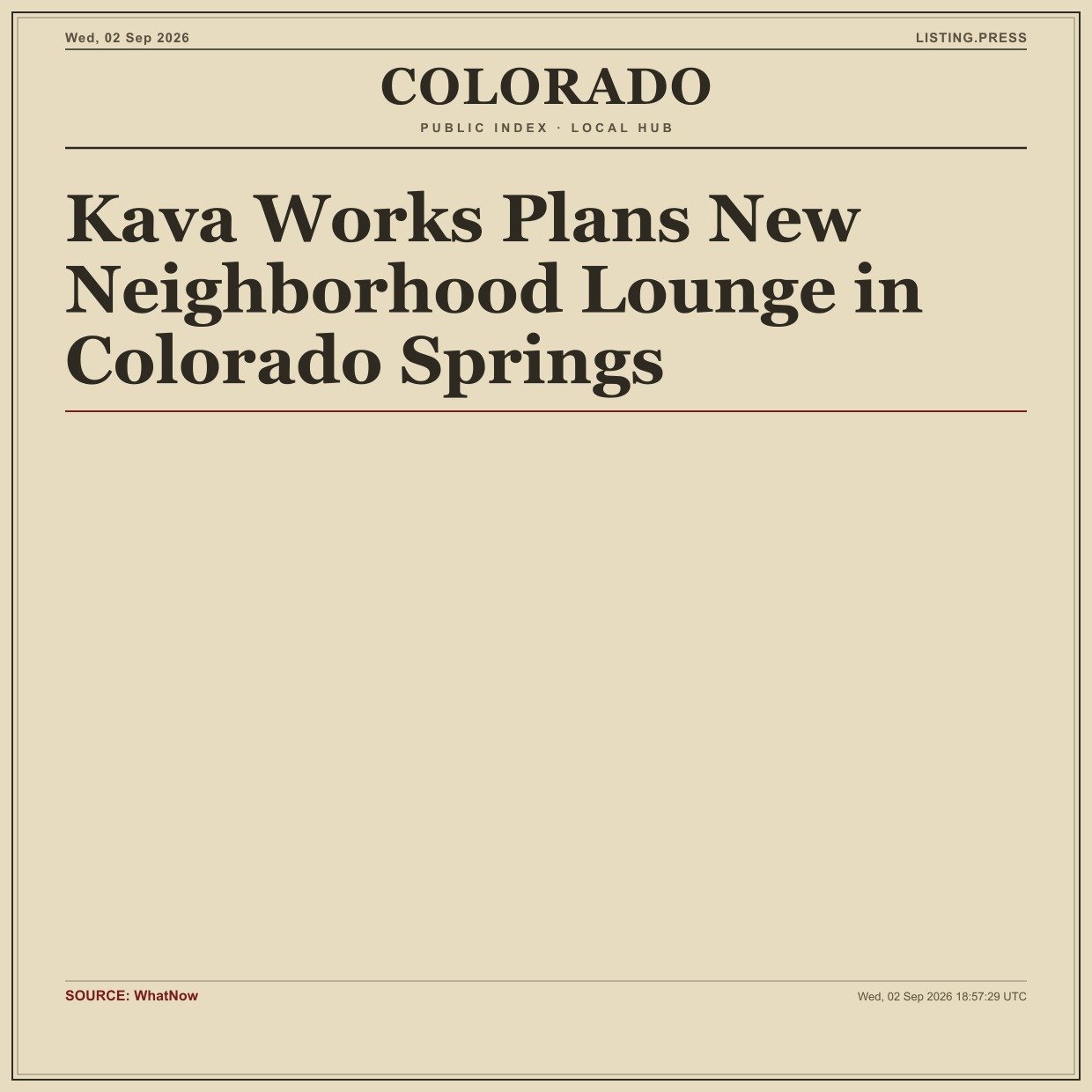 Kava Works Plans New Neighborhood Lounge in Colorado Springs