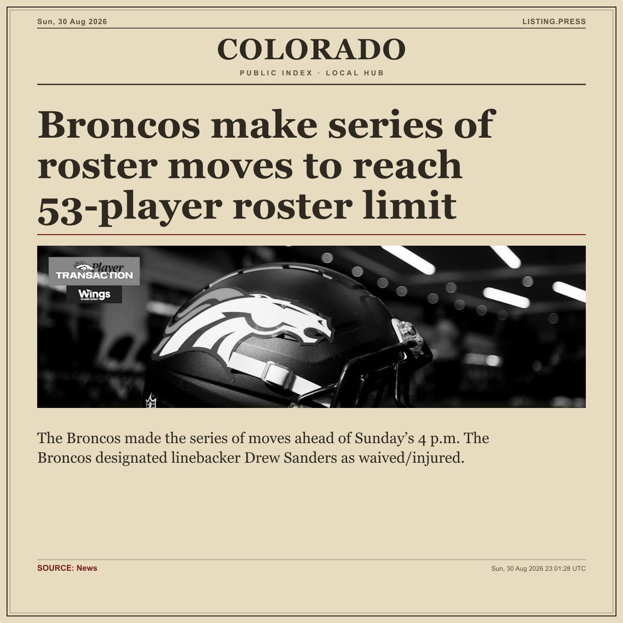 Broncos make series of roster moves to reach 53-player roster limit