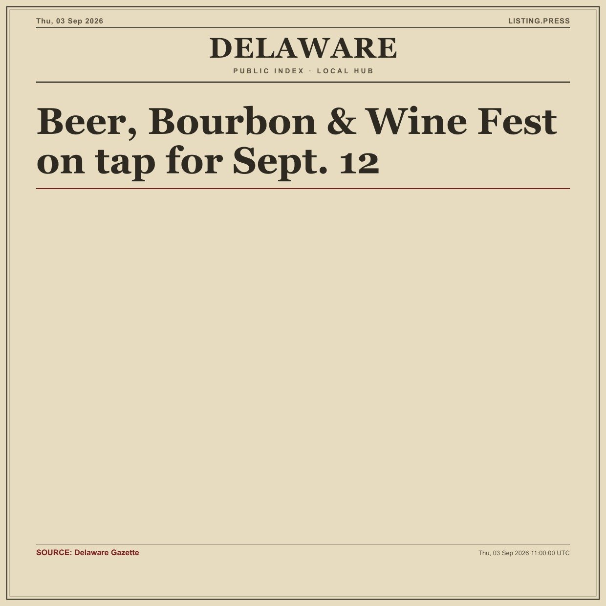 Beer, Bourbon & Wine Fest on tap for Sept. 12