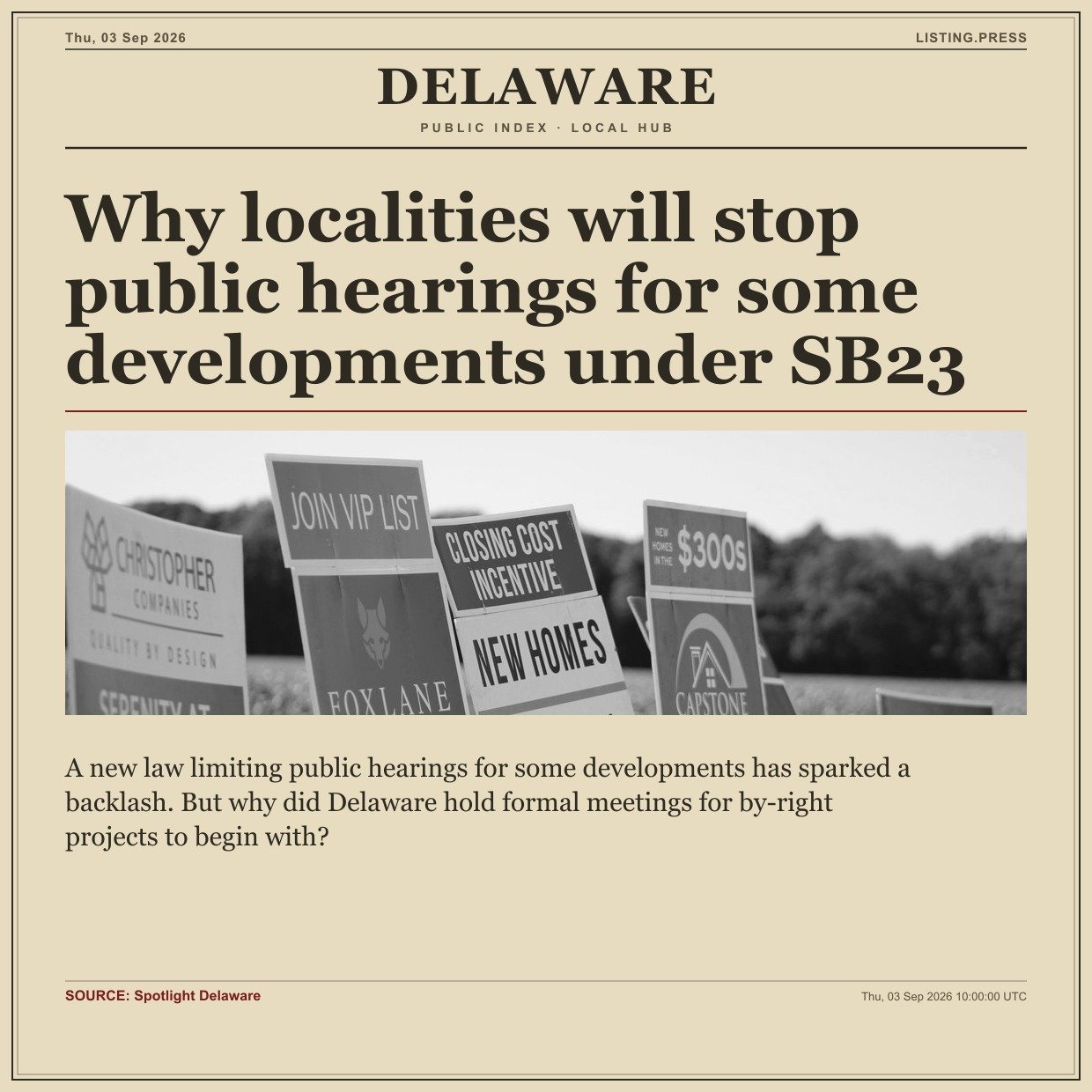 Why localities will stop public hearings for some developments under SB23