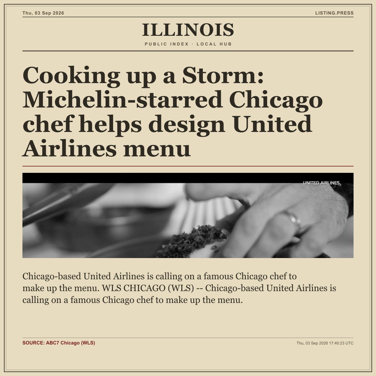Cooking up a Storm: Michelin-starred Chicago chef helps design United Airlines menu