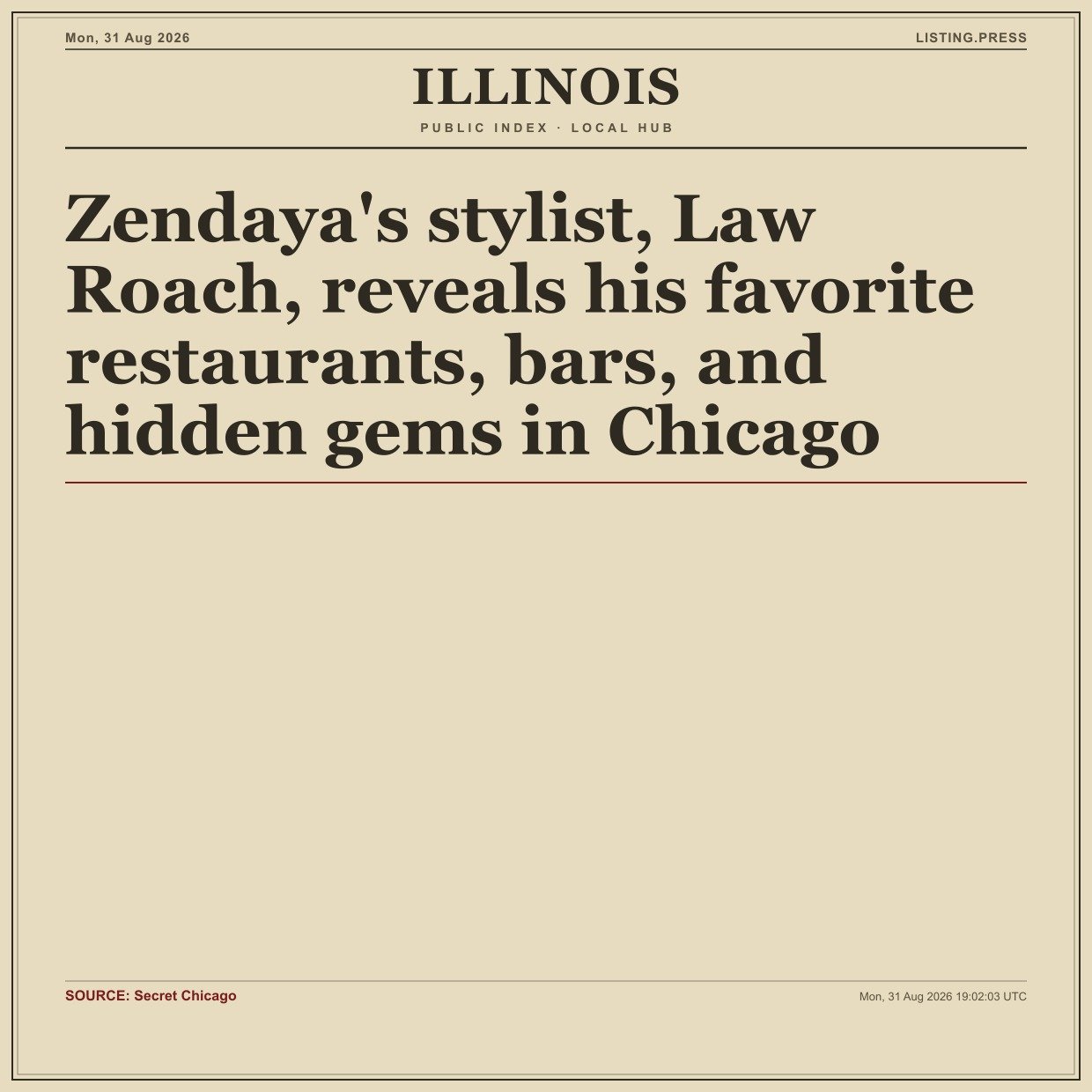 Zendaya's stylist, Law Roach, reveals his favorite restaurants, bars, and hidden gems in Chicago