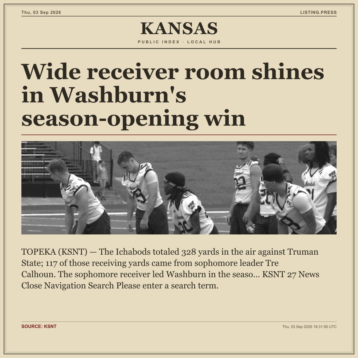 Wide receiver room shines in Washburn's season-opening win