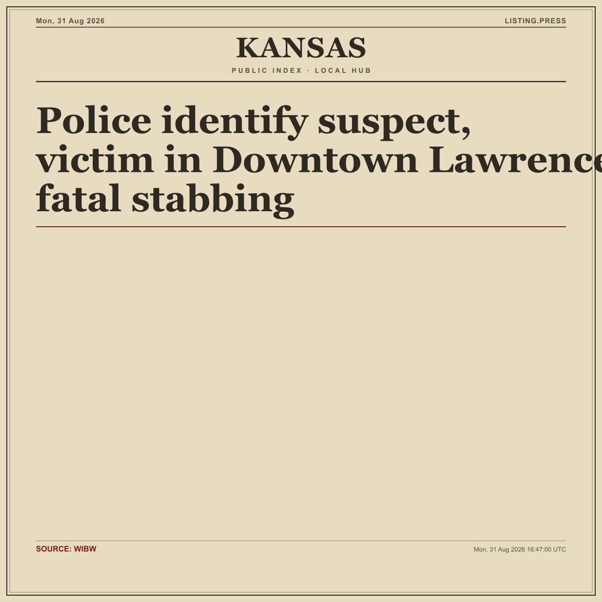 Police identify suspect, victim in Downtown Lawrence fatal stabbing