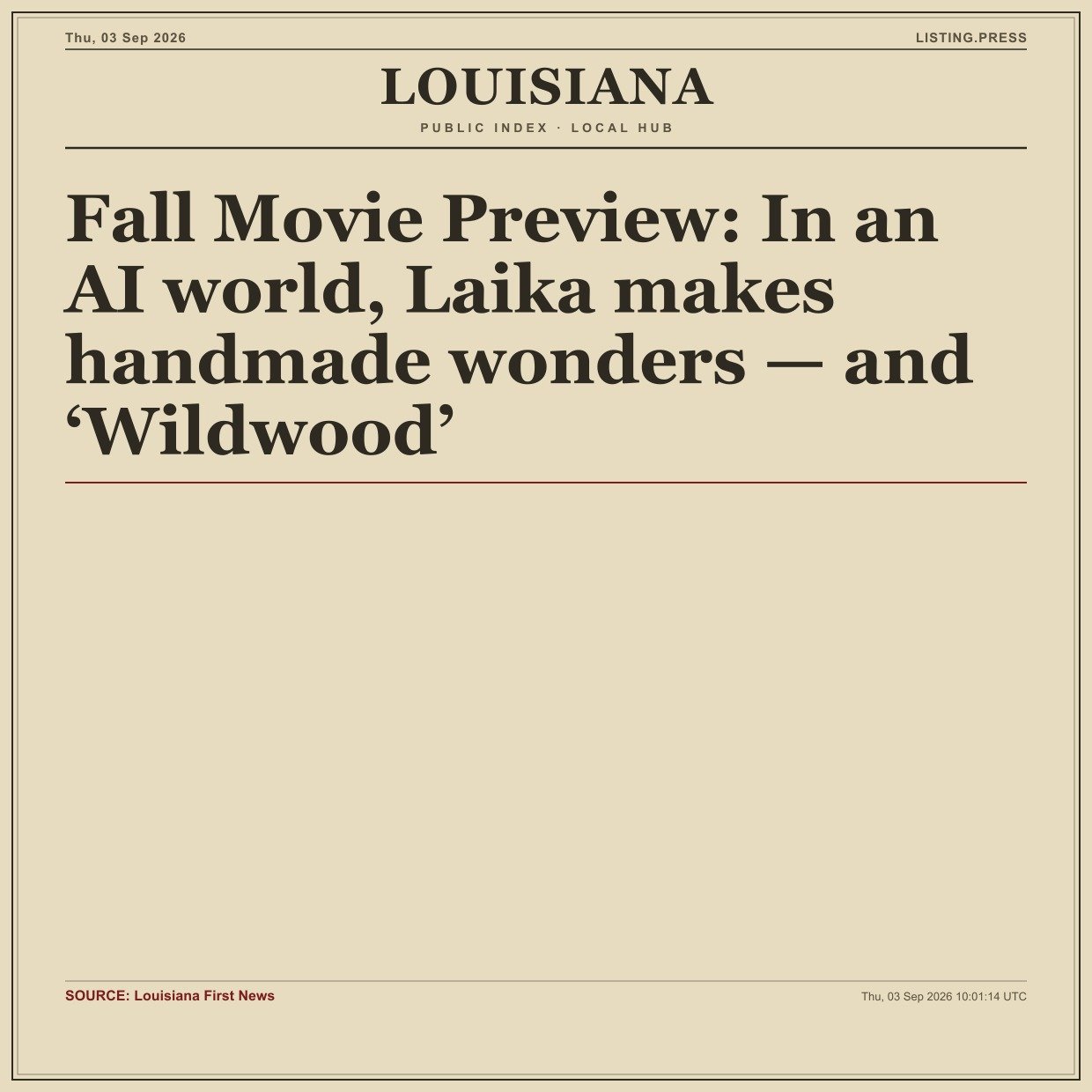 Fall Movie Preview: In an AI world, Laika makes handmade wonders — and ‘Wildwood’