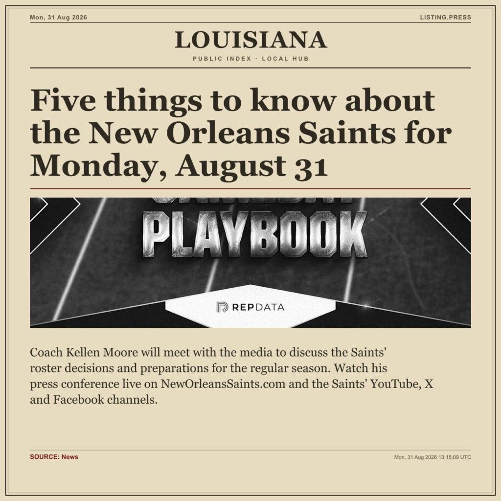 Five things to know about the New Orleans Saints for Monday, August 31