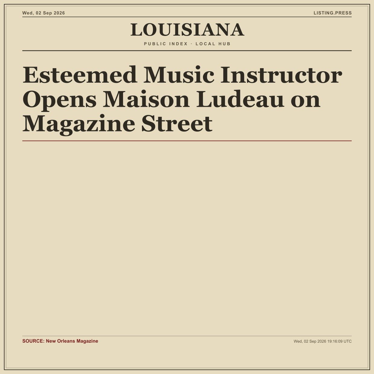 Esteemed Music Instructor Opens Maison Ludeau on Magazine Street