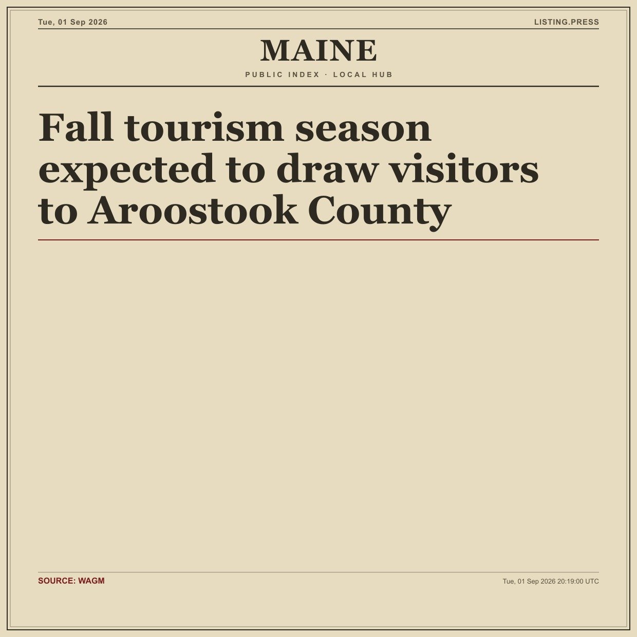 Fall tourism season expected to draw visitors to Aroostook County
