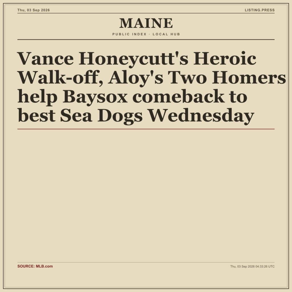Vance Honeycutt’s Heroic Walk-off, Aloy’s Two Homers help Baysox comeback to best Sea Dogs Wednesday