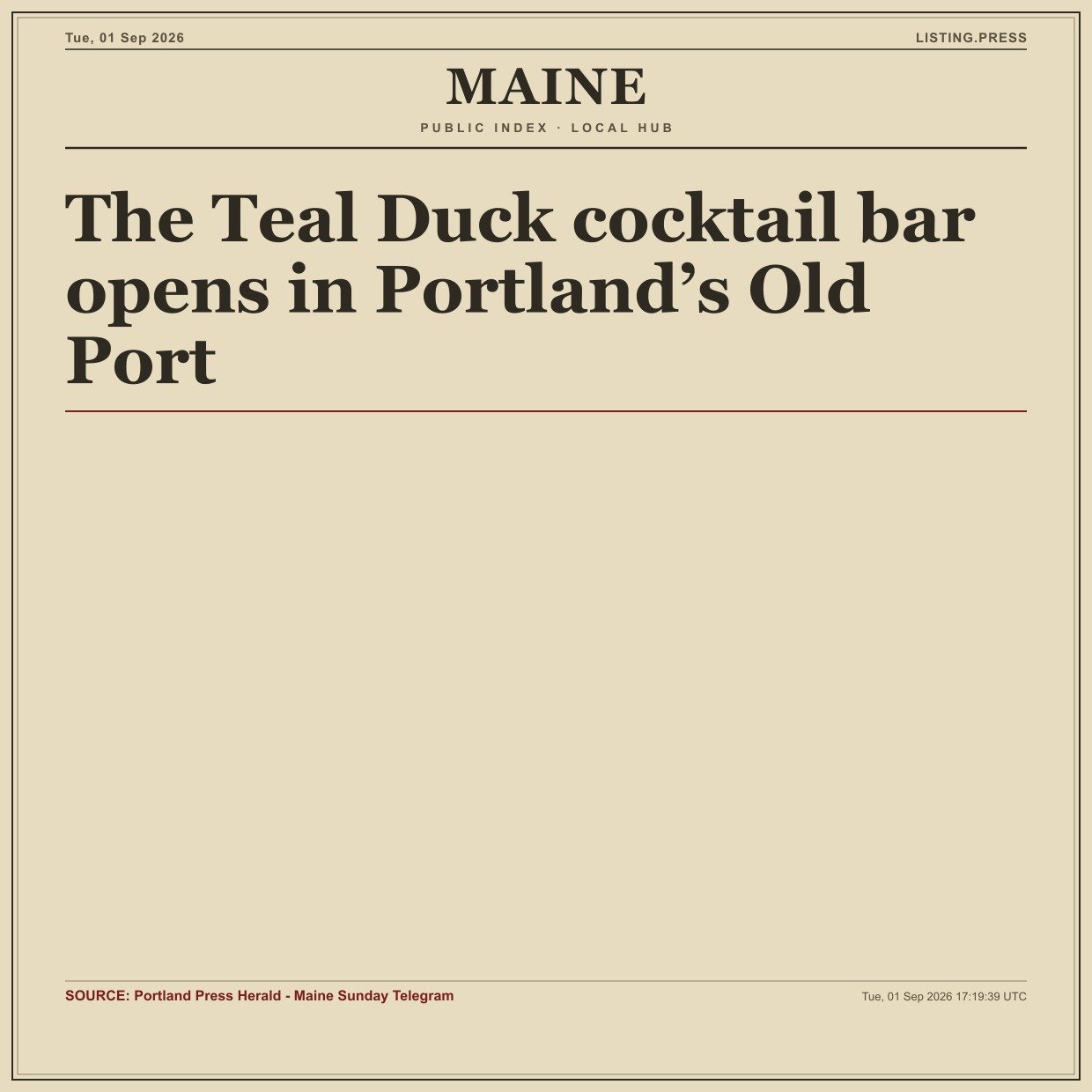 The Teal Duck cocktail bar opens in Portland’s Old Port